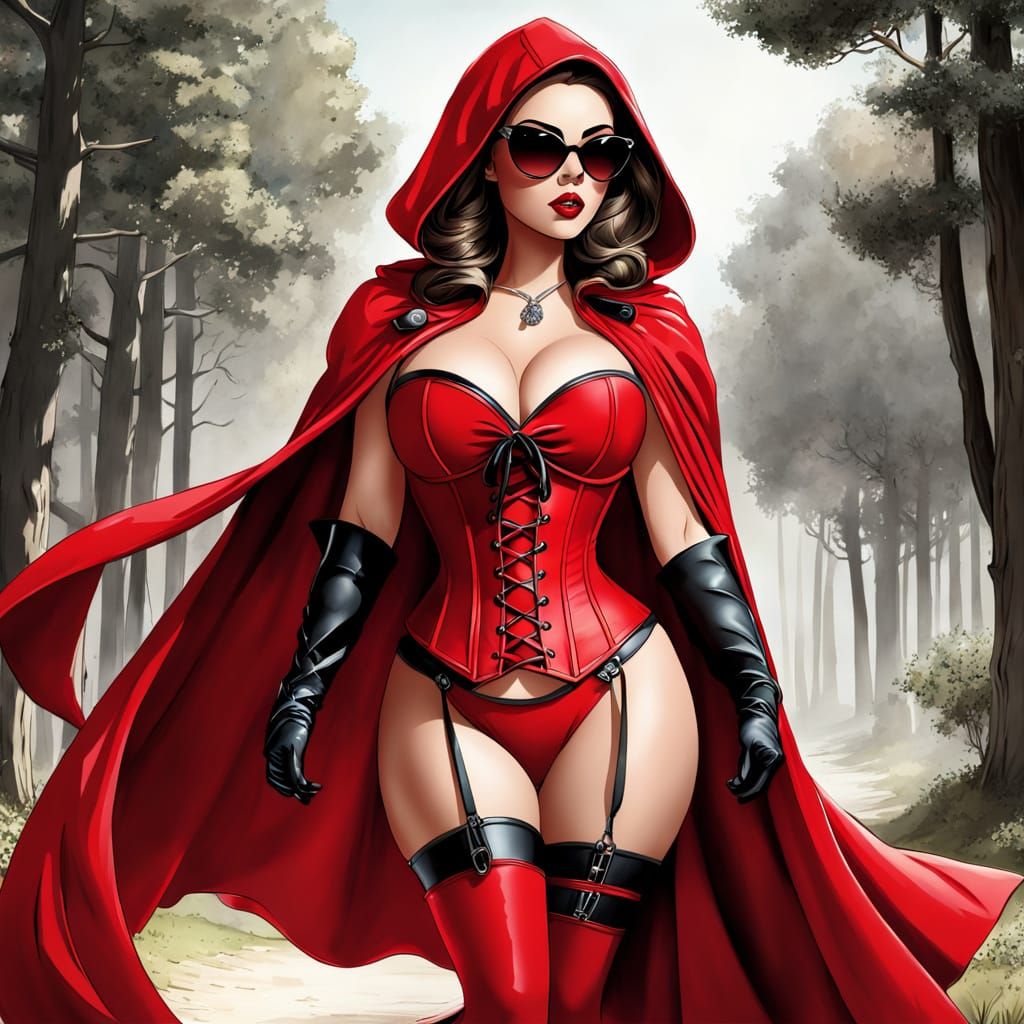 Sultry Little Red Riding Hood Wears Shades