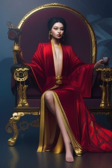 Princess Azula on Golden Throne: Hyperdetailed Portrait