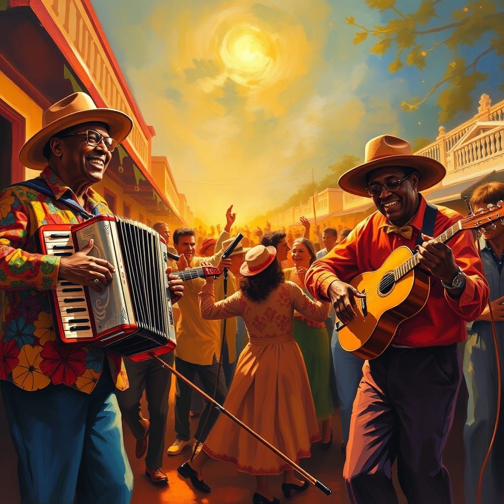 Zydeco Band Plays in Natchitoches Oil Painting