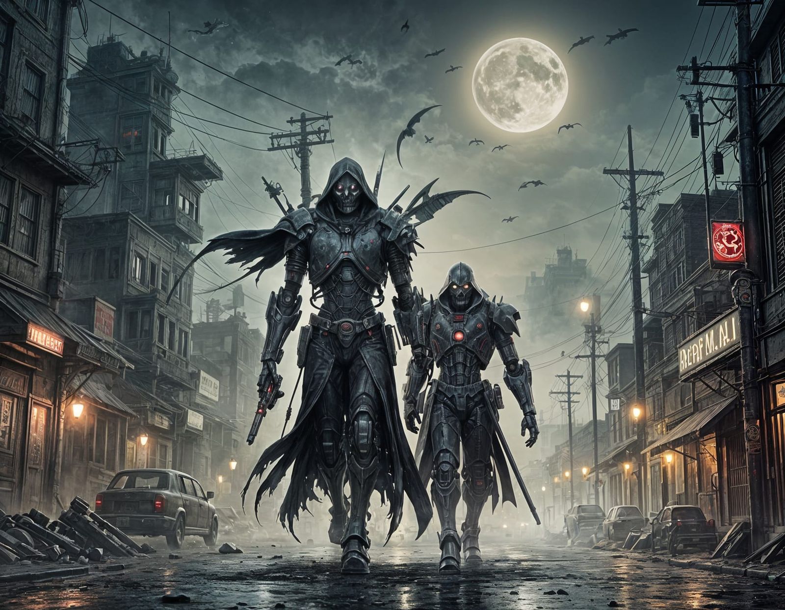 Grim Reaper in Post-Apocalyptic Horror Scene