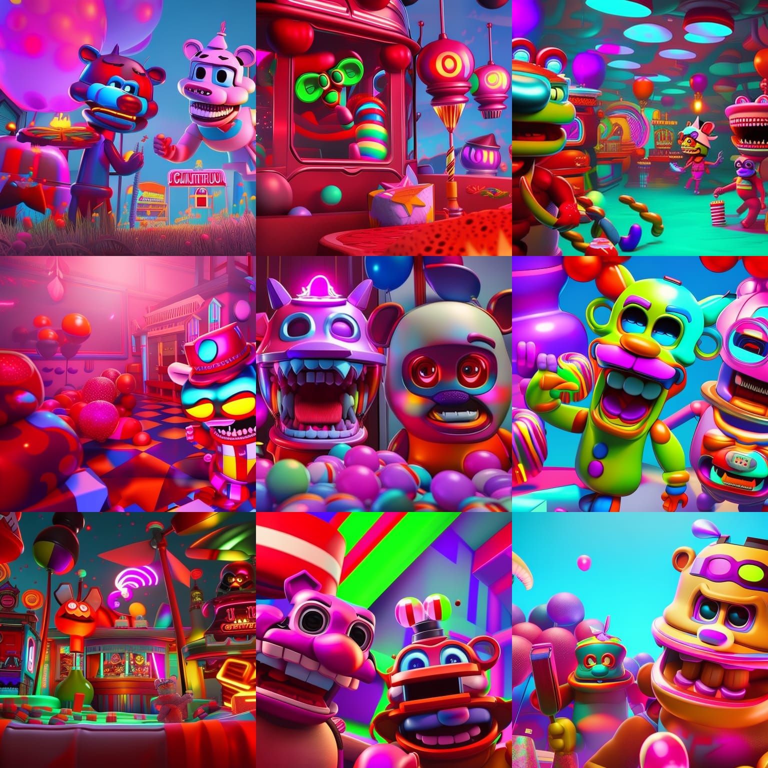 Five Nights at Freddy's in Whimsical Candyland Art