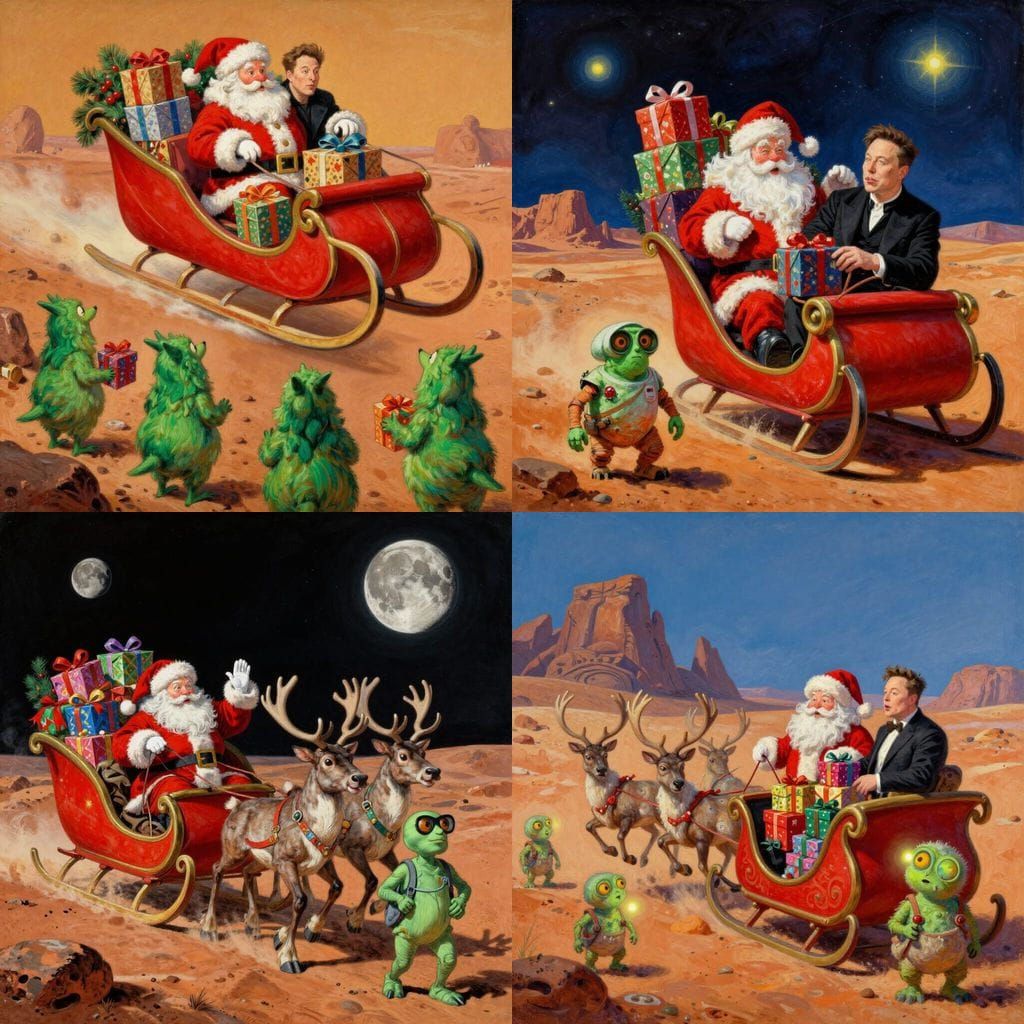 Santa and Elon Musk Deliver Gifts to Martian Aliens