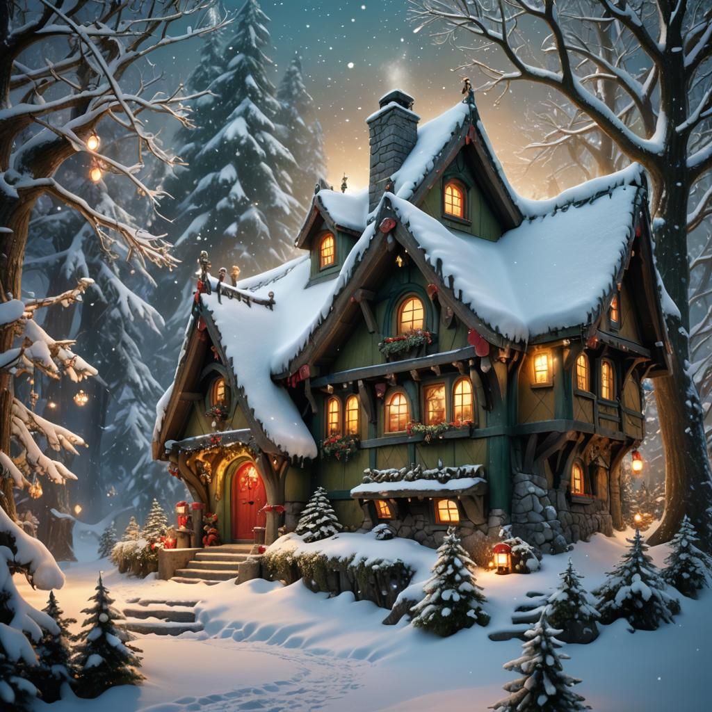 Festive Hobbit Home in Winter Wonderland