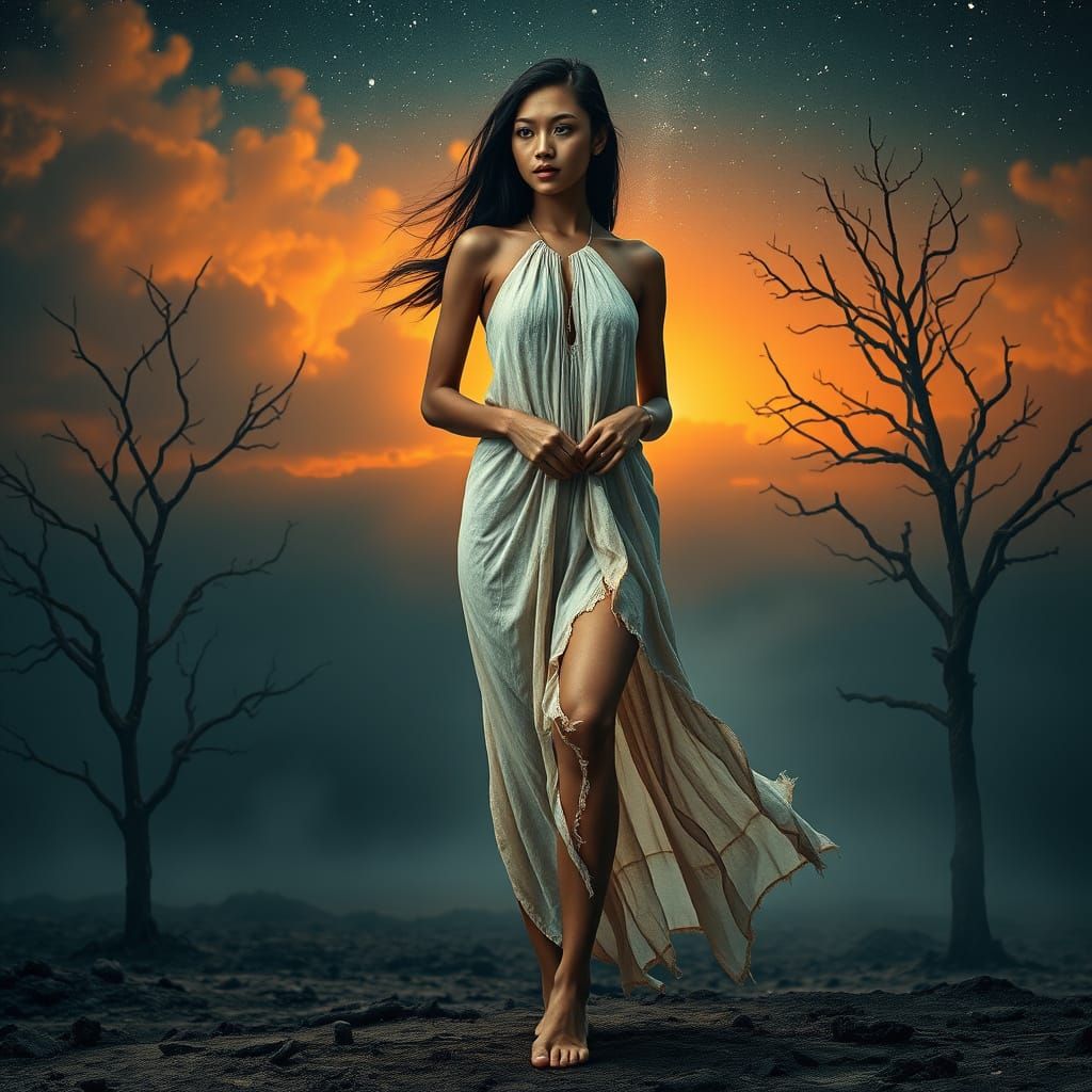 Indonesian Woman in Ethereal Landscape