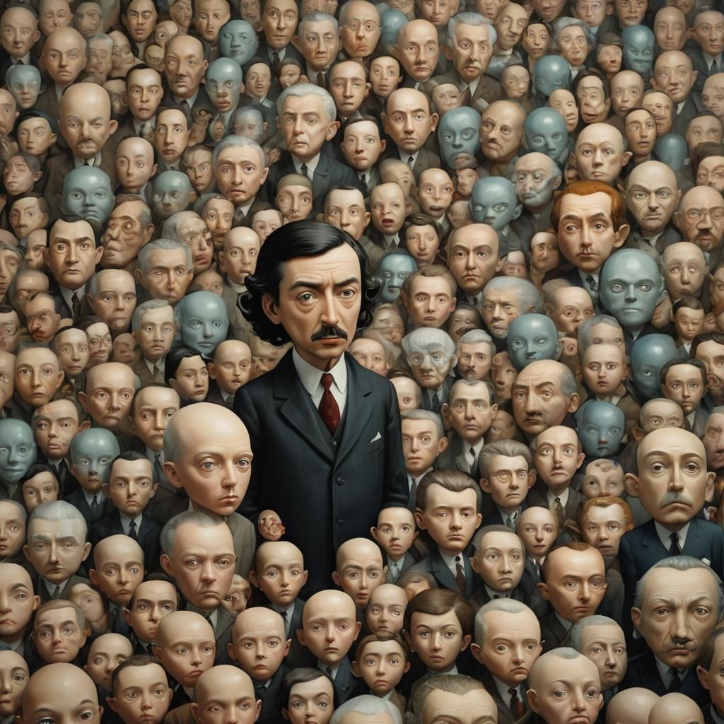 Surreal Multiple Selves in Hyperrealistic Style