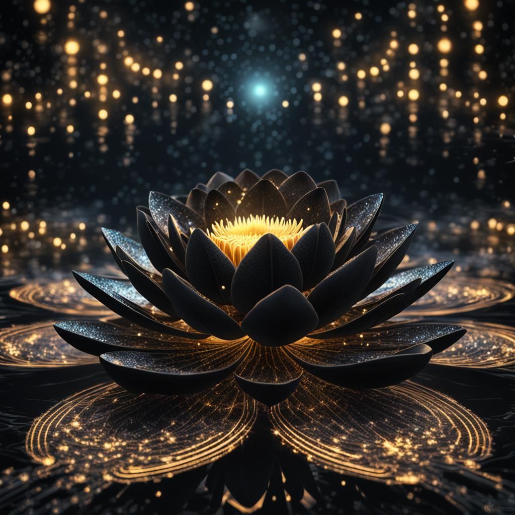 Magic Black Lotus Flower Fantasy Illustration