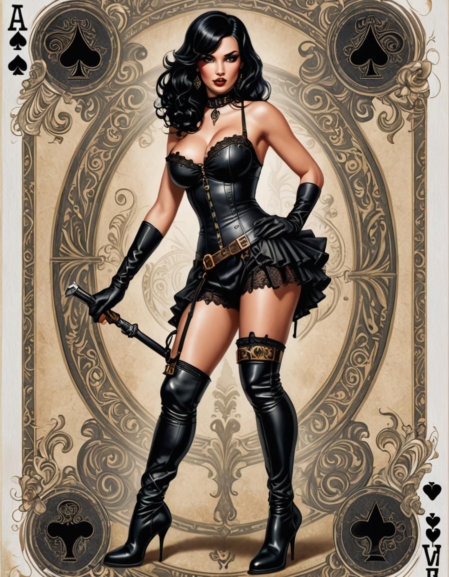Ace of Spades Pinup Card in Hyperrealistic Style