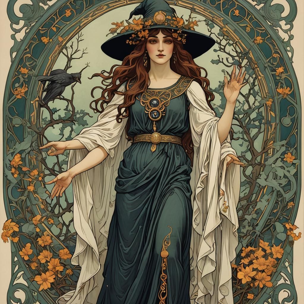 Greek Witch in Art Nouveau Style