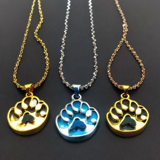 Glowing Gemstone Paw Print Necklaces on Puppies