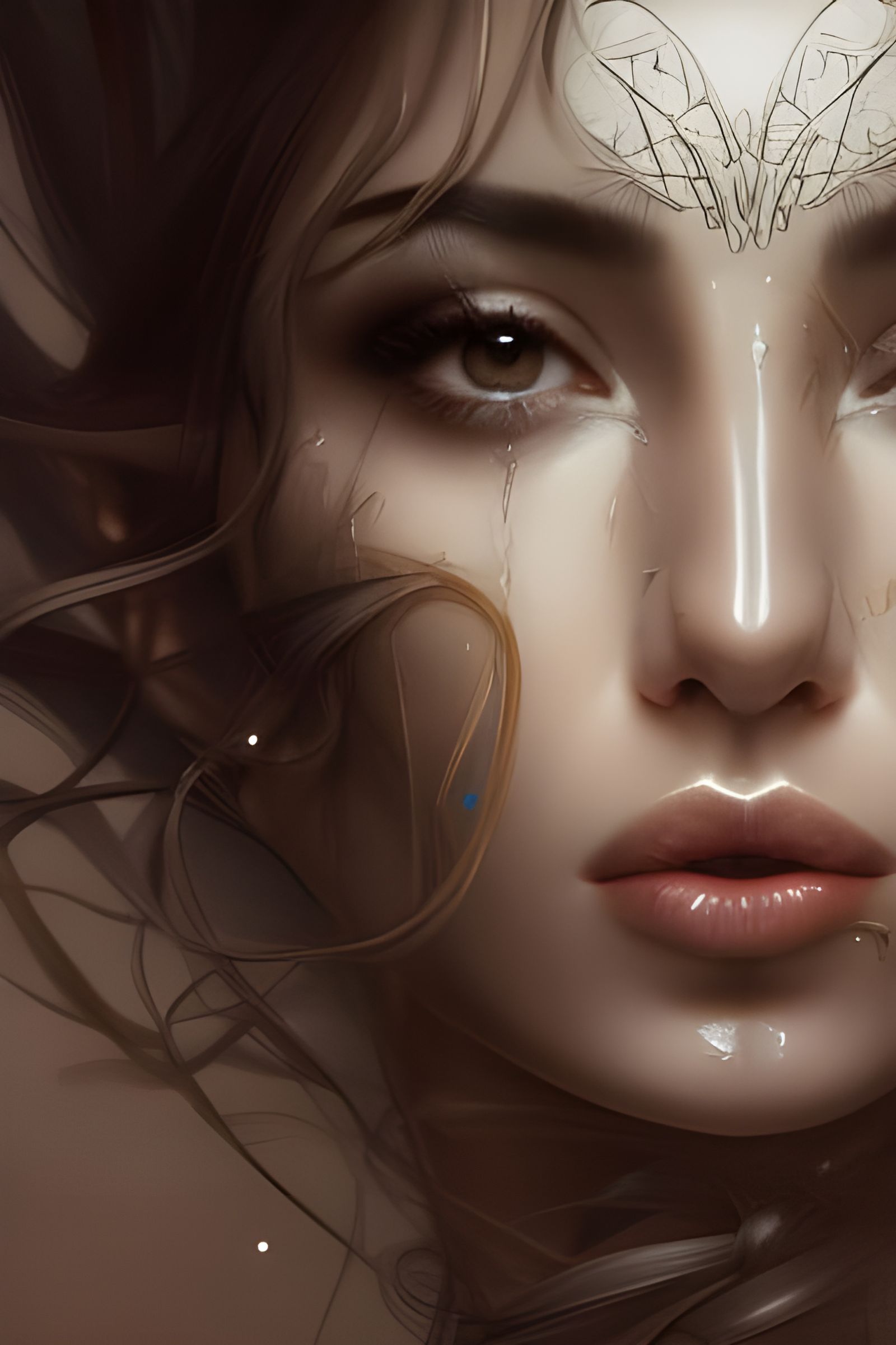 Beautiful Flower Queen with Silver Crown in Art Nouveau