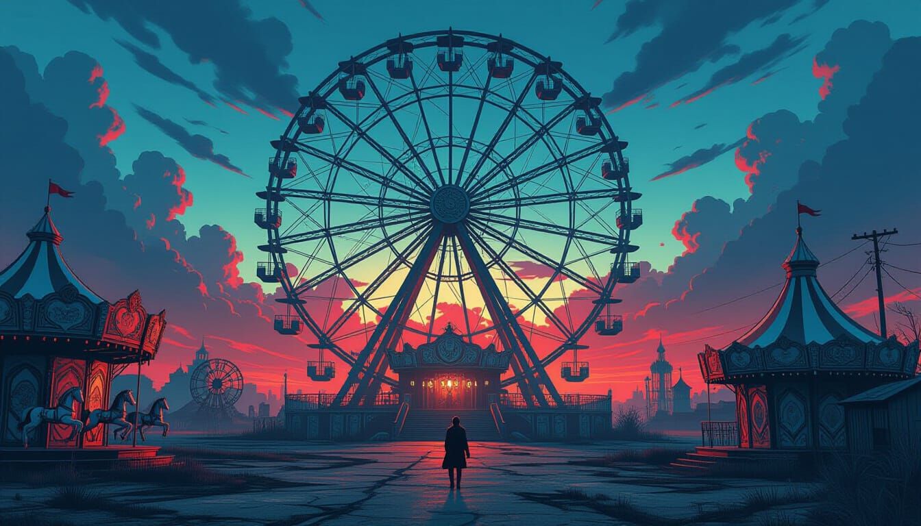 Gothic Carnival Supervillain Fortress with Menacing Ferris W...