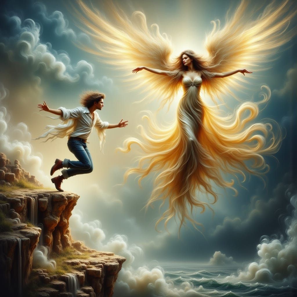 Leap of Faith: Angelic Rescue in Dreamscape Style