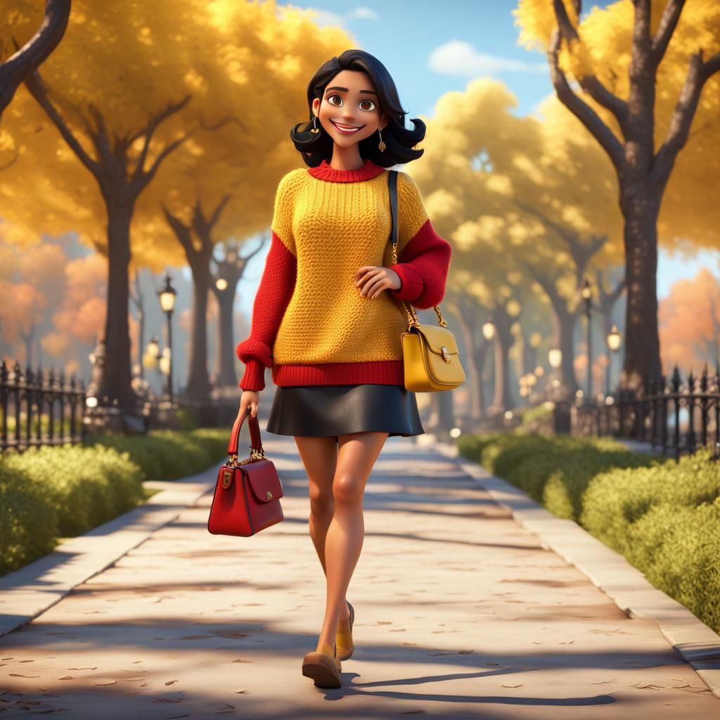 Young Latina in Park: Pixar-Style 3D Portrait
