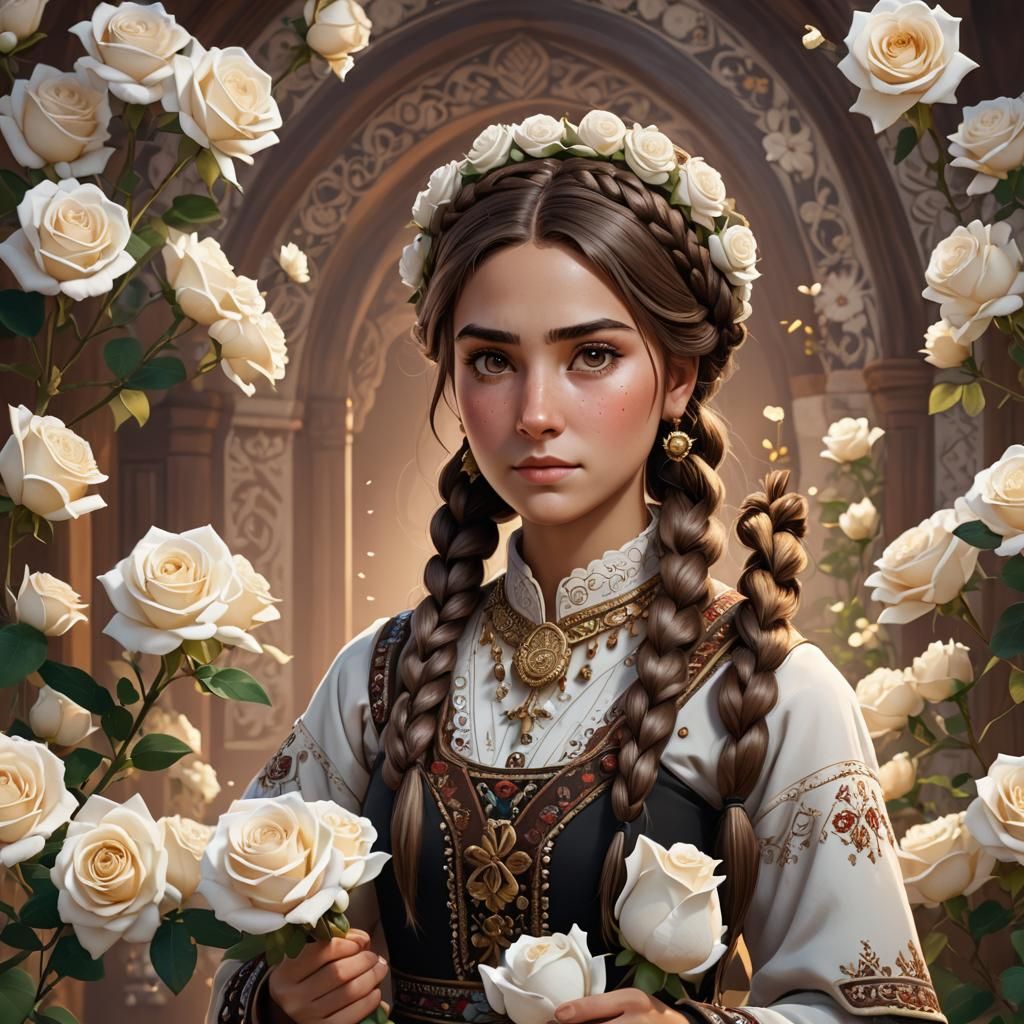 Bulgarian Woman in National Costume: 3D Digital Art