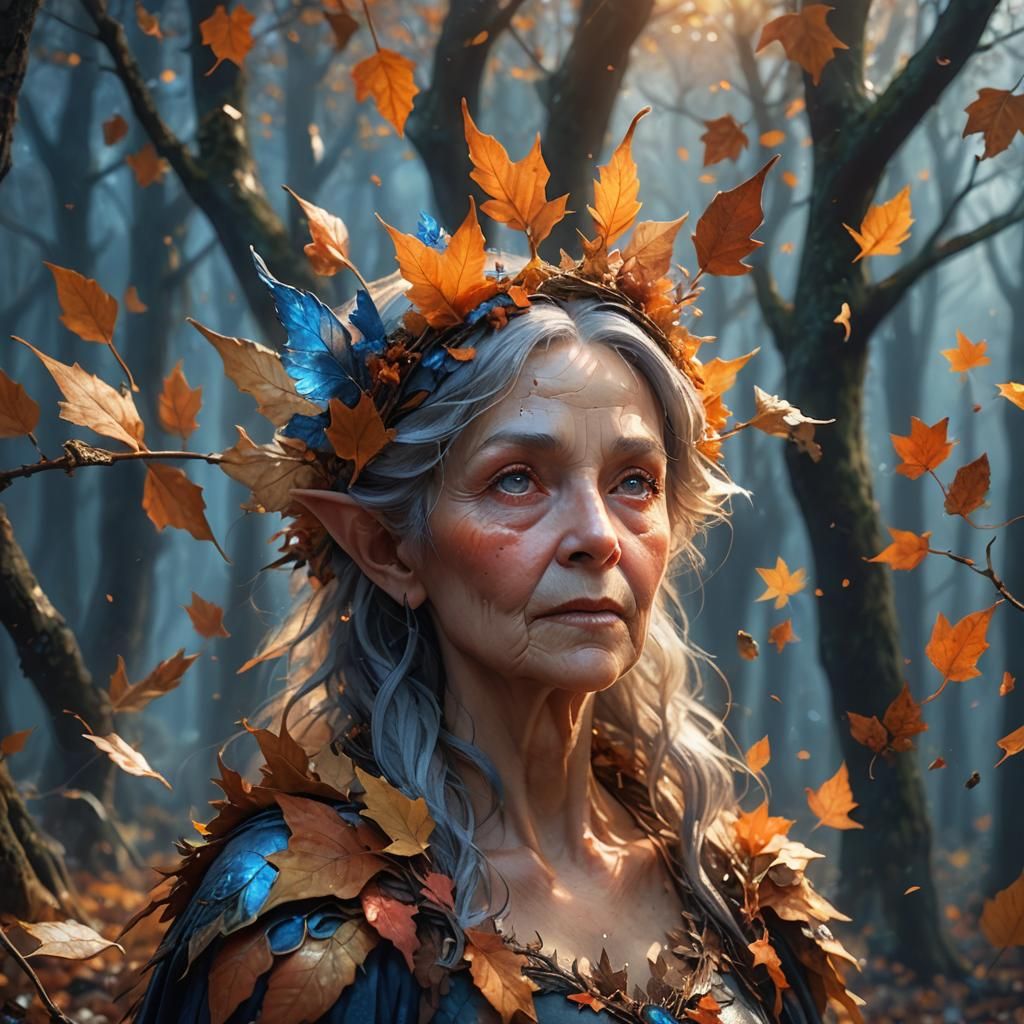 Elder Autumn Fairy Portrait in Fantasy Style