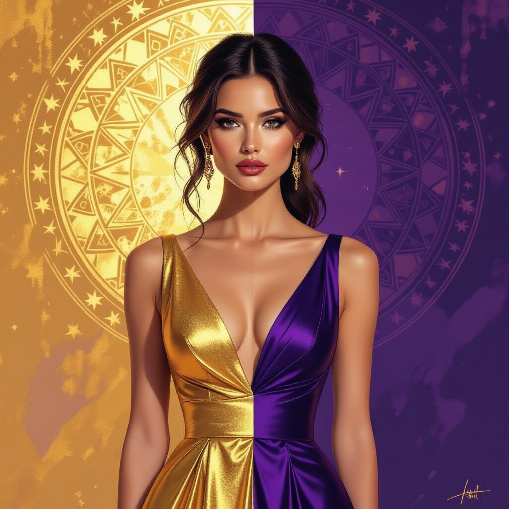 Dual Fashion Portrait in Digital Painting Style