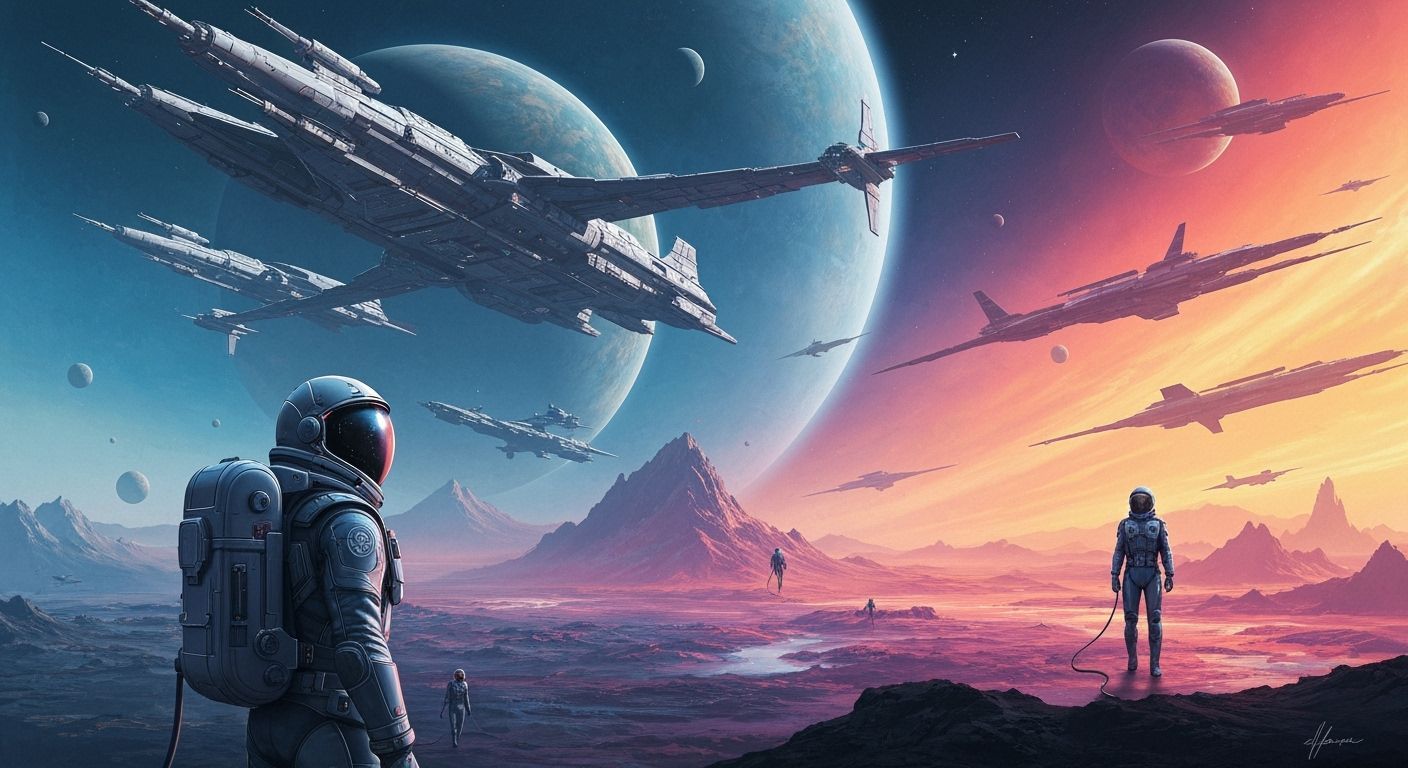 Astronauts Explore Alien Planet in Futuristic Style