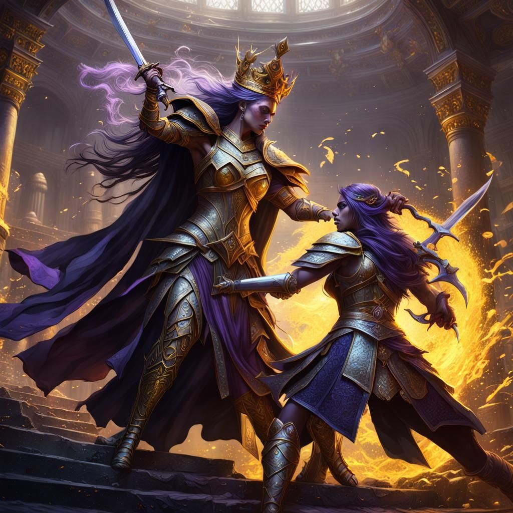 Queens' Battle: Dark Fantasy Art in 8K Resolution