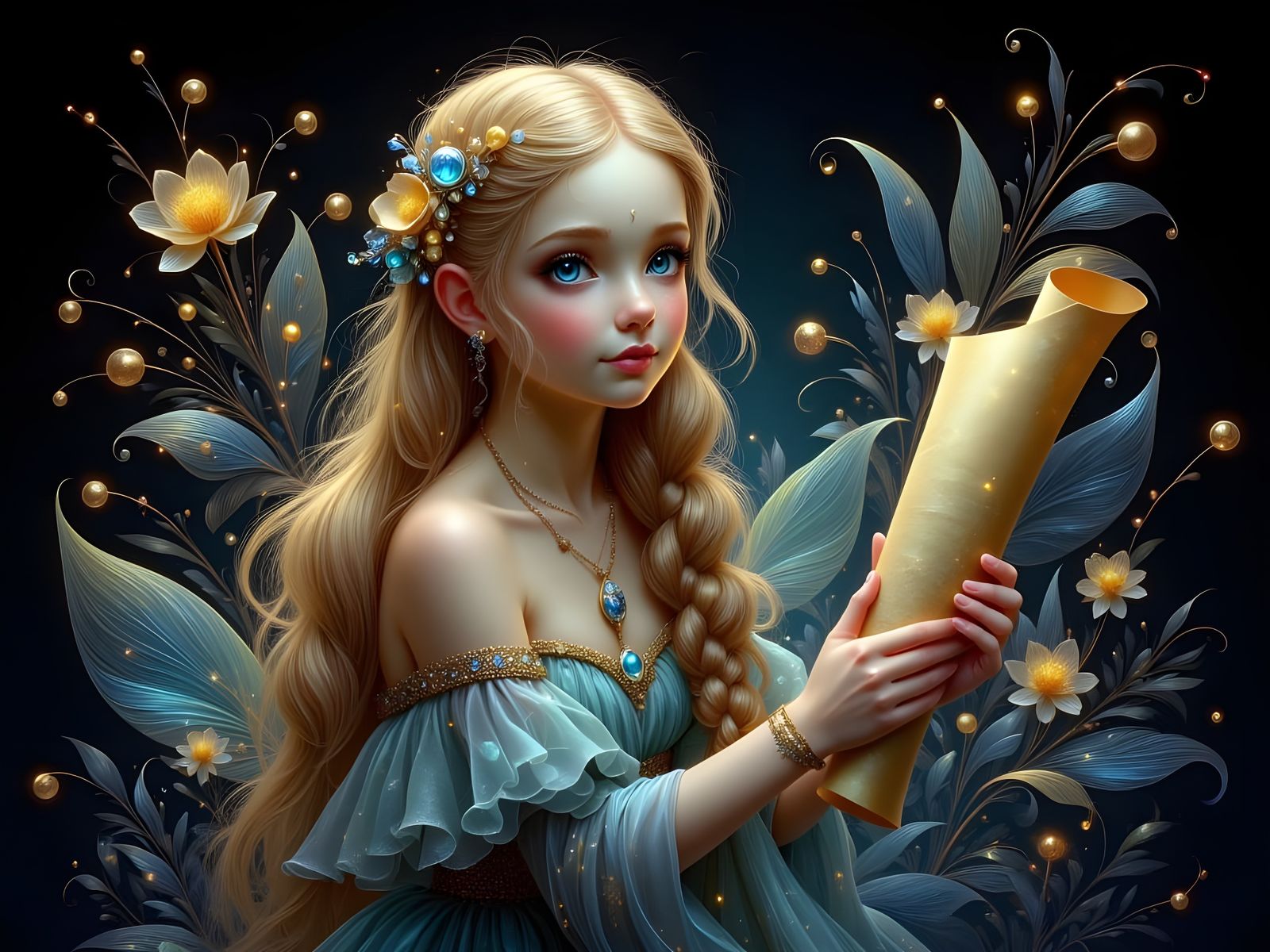 Beautiful Norse Goddess in Fairytale Style