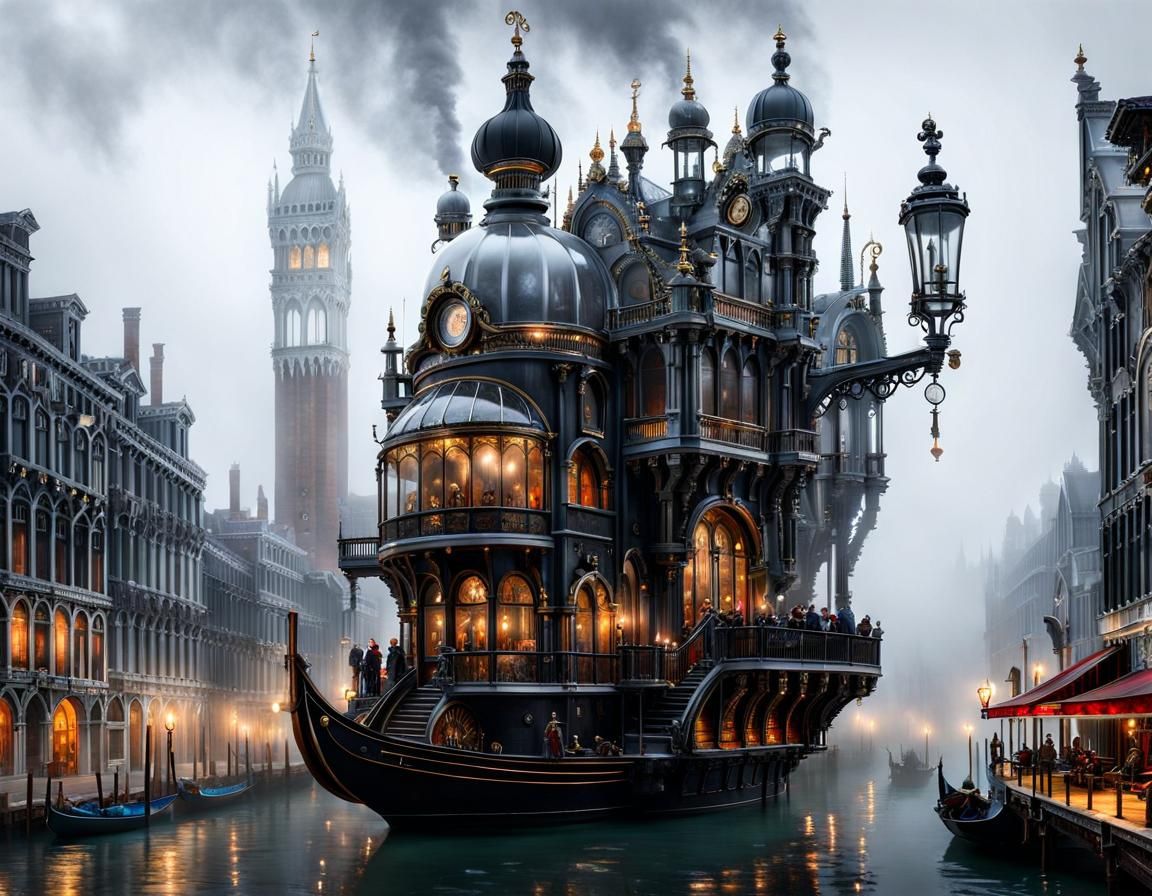 Steampunk City: Glass Palace in Fog