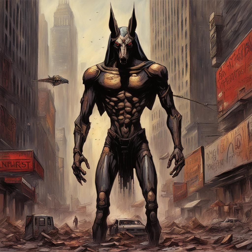 Cyborg Anubis in 1980s New York