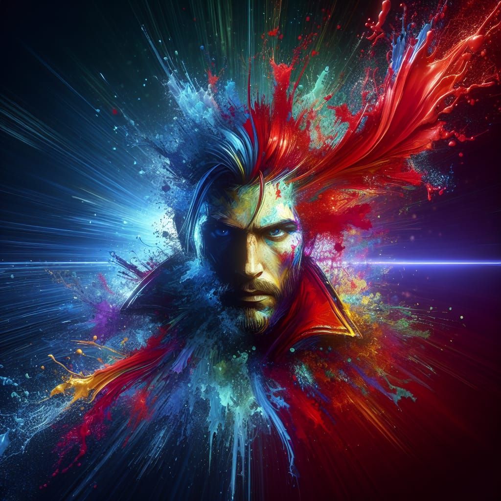 Dramatic Hyperrealistic Character Splash Art