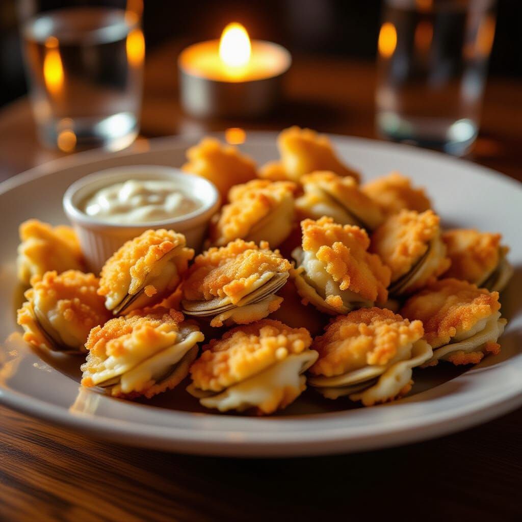 Golden Fried Clams with Tartar Sauce