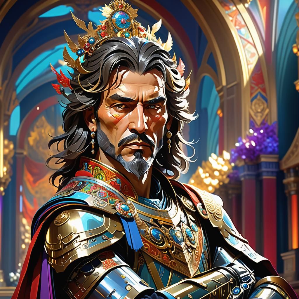 Majestic Emperor Portrait in Regal Armor