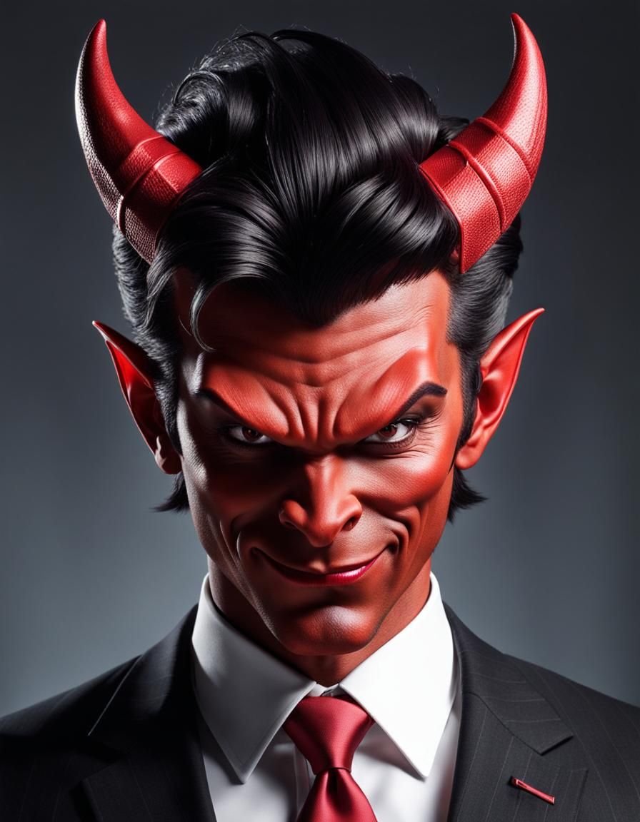 Hyperrealistic Devil Mugshot in a Smart Suit