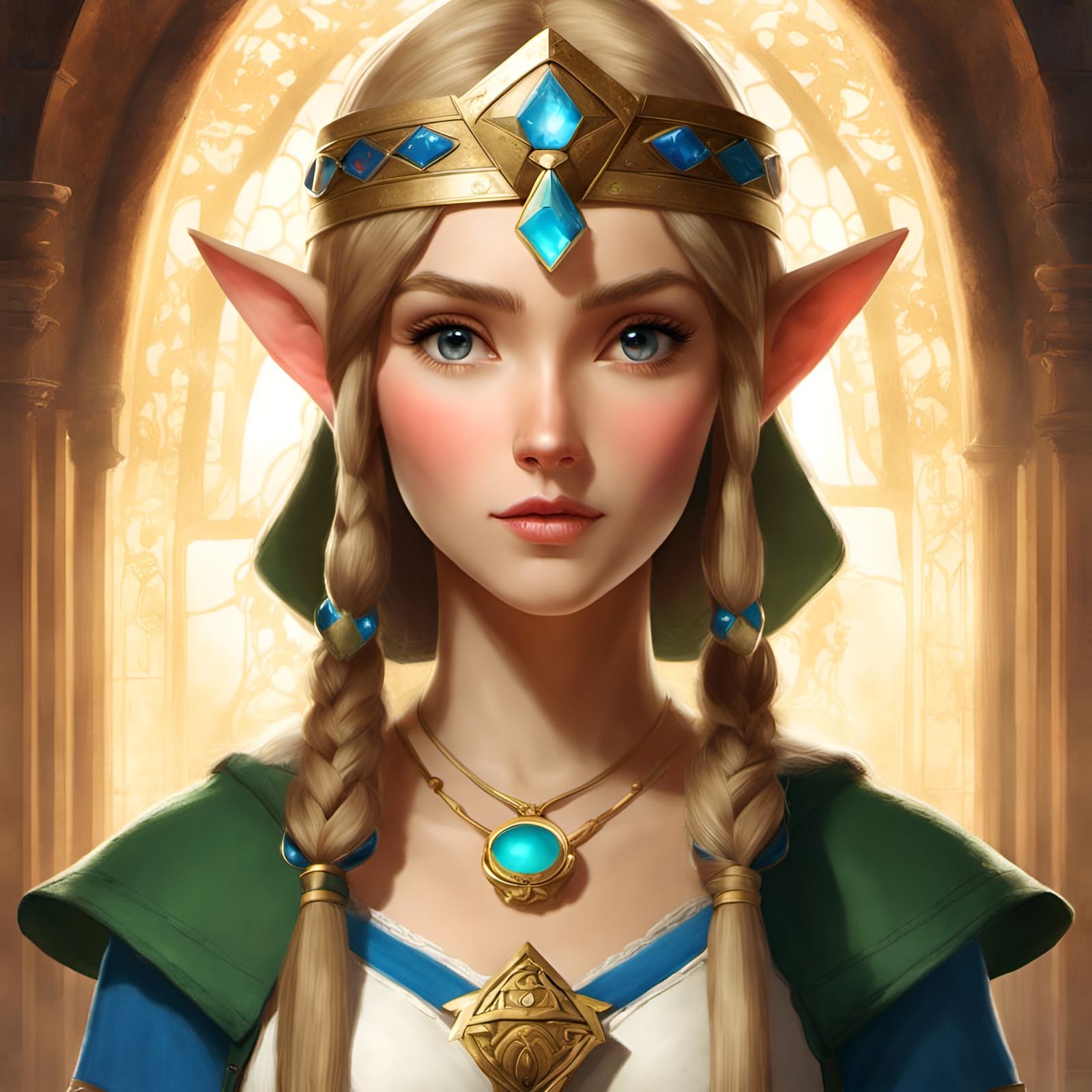 Zelda as Link: Digital Illustration in Pixar Style