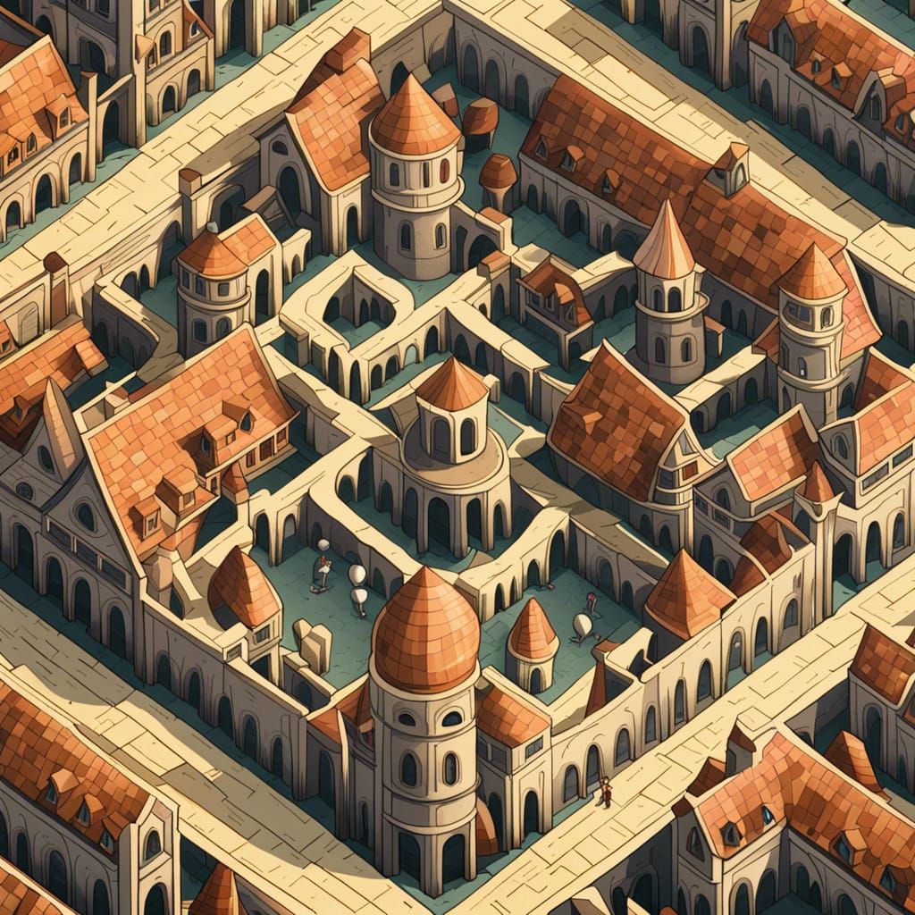 Isometric Medieval Maze Architecture