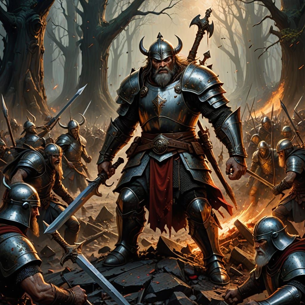 Dwarf Warrior in Epic Medieval Battle