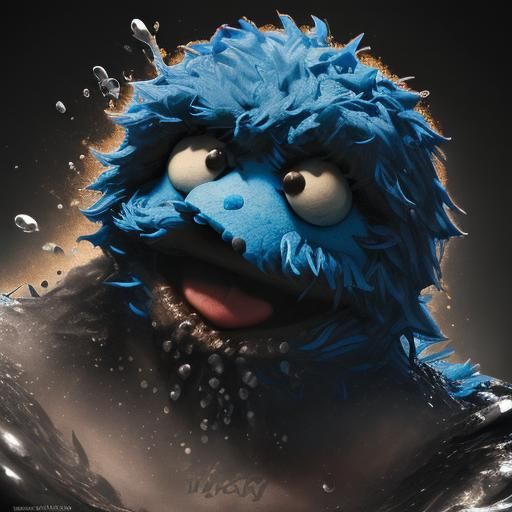 Hyperrealistic Cookie Monster Splash Art