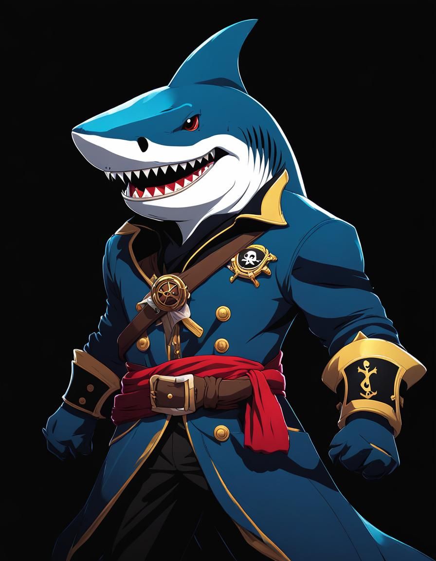 Fierce Pirate Shark in Anime Style