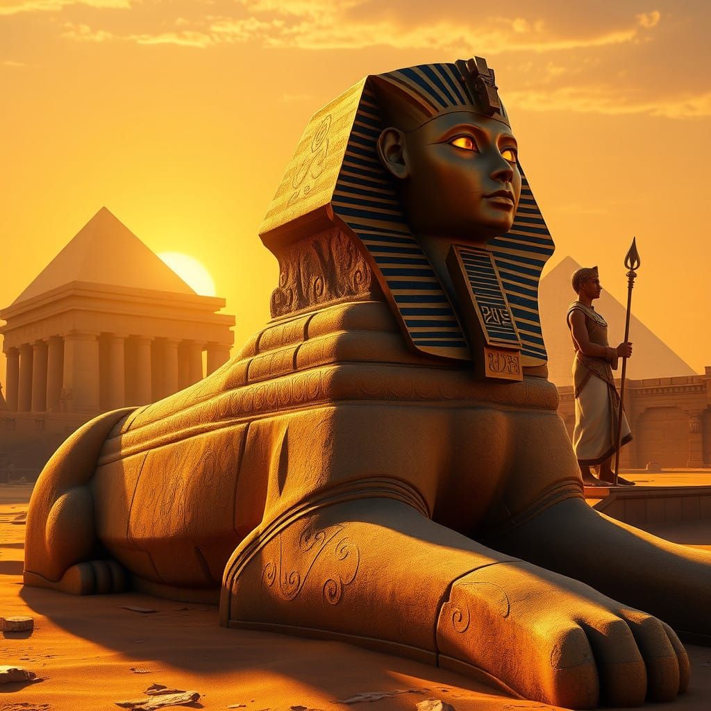 Golden Sunset in Ancient Egyptian Majesty