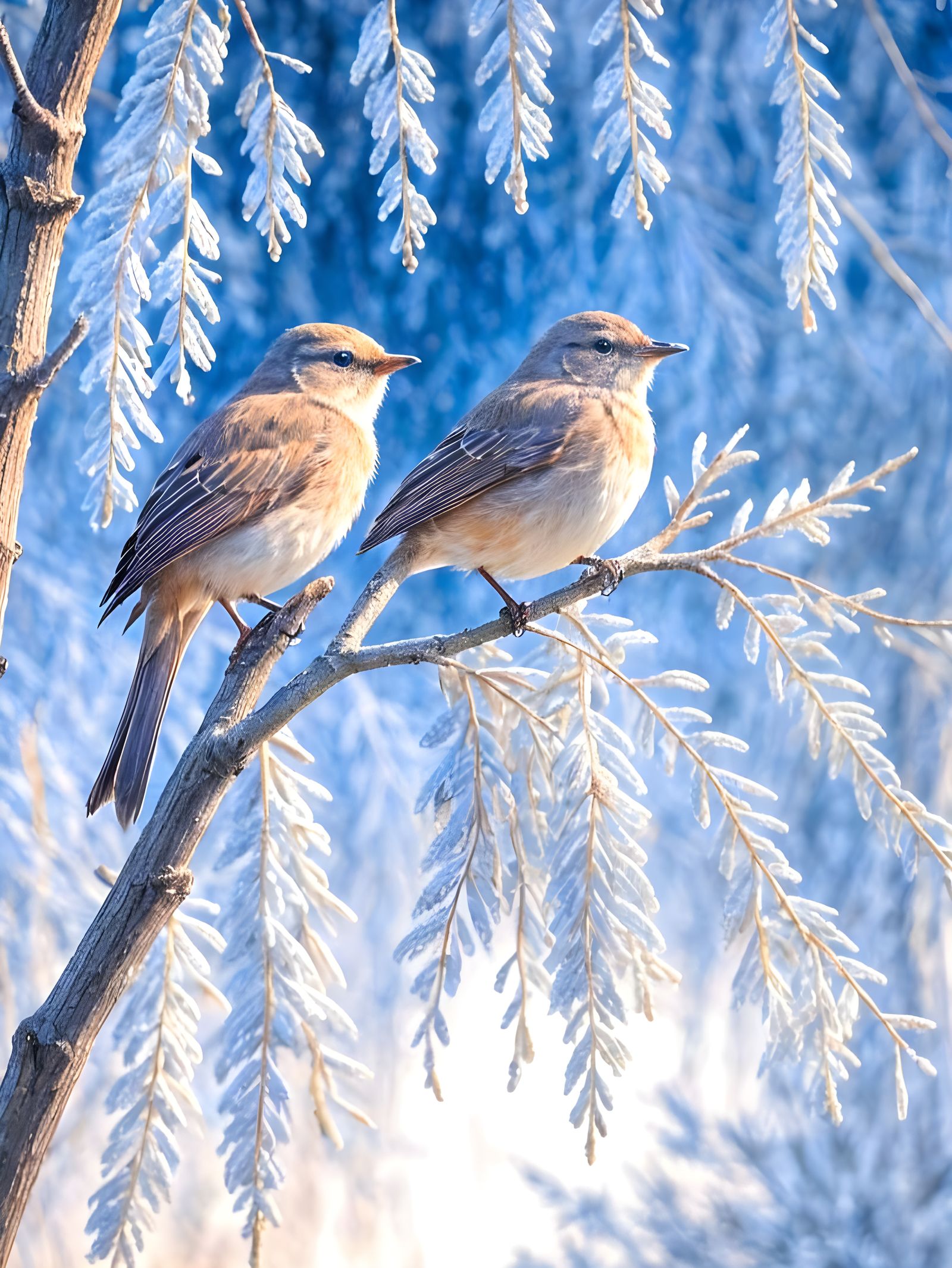 Willow Tree with Nightingale at Night
