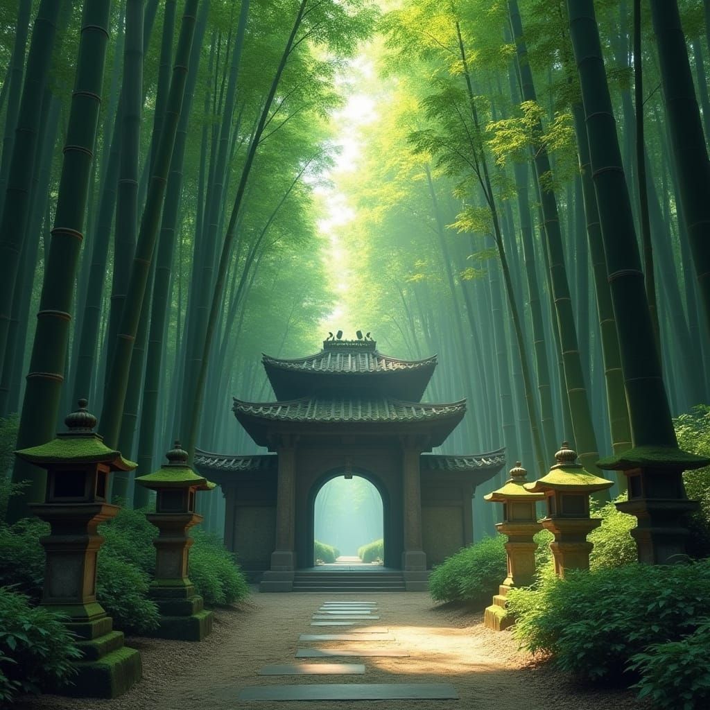 Bamboo Temple in Arashiyama's Serene Forest