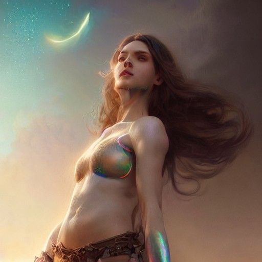 Cancerian Goddess in Pastel Cosmic Illustration