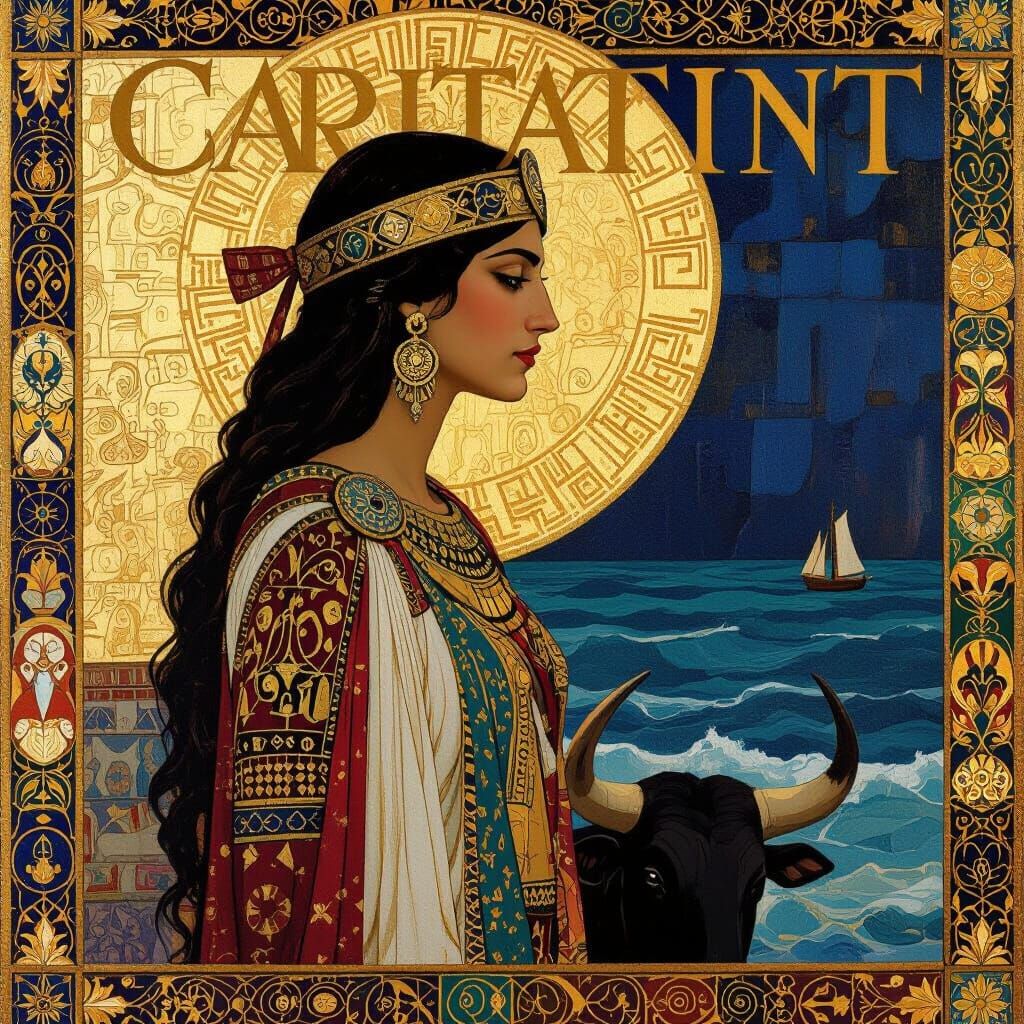 Carthaginian Civilization Magazine Cover in Klimt Style