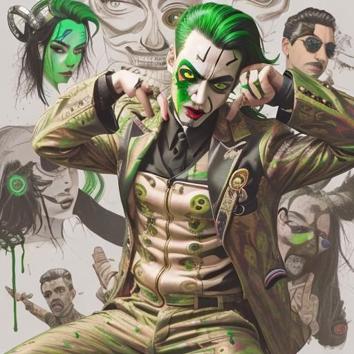 Surreal Cyberpunk Portrait with Green Paint