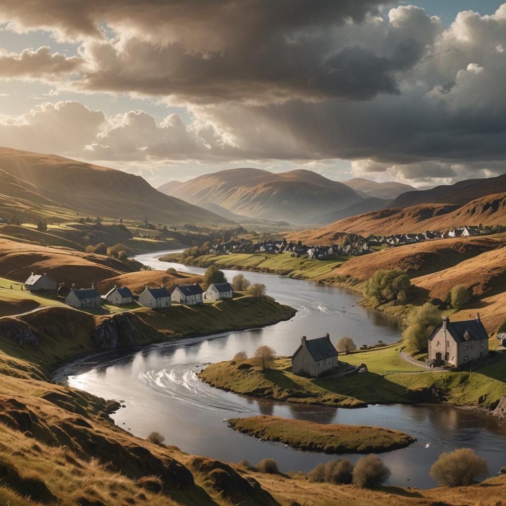 Scottish Highlands Landscape in Turner-Inspired Light