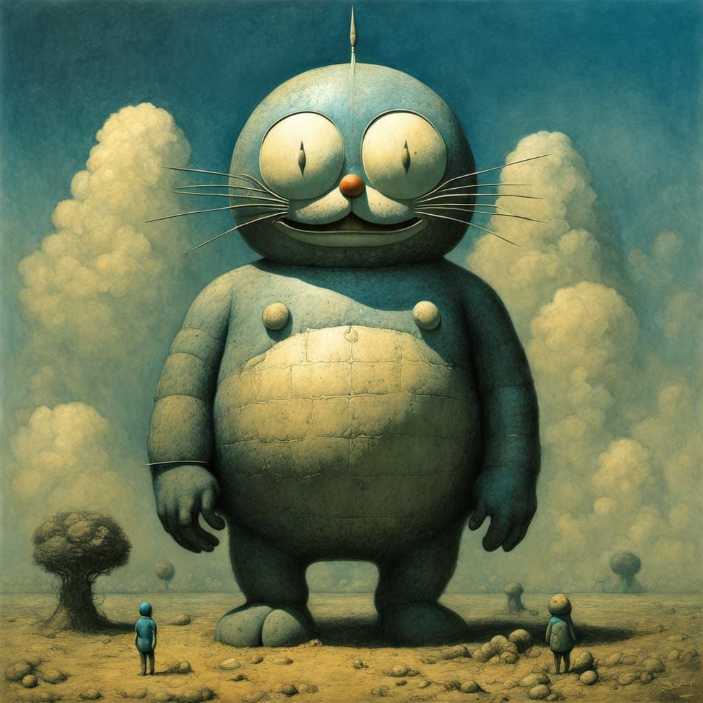 Surrealistic Painting of a Cat in a Futuristic World