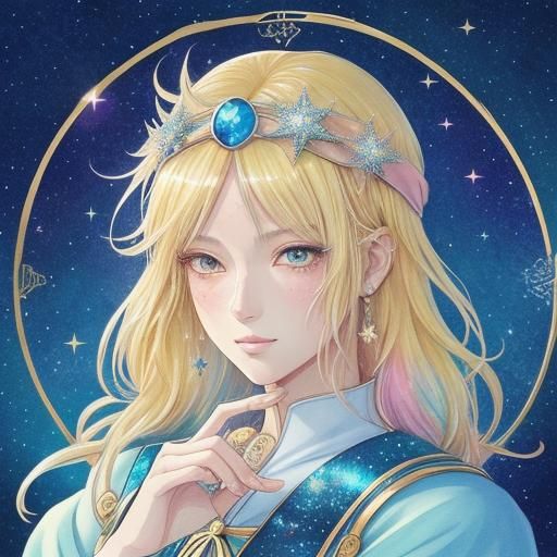 Anime Tarot Reader with Phoenix Headband in Pixiv Style