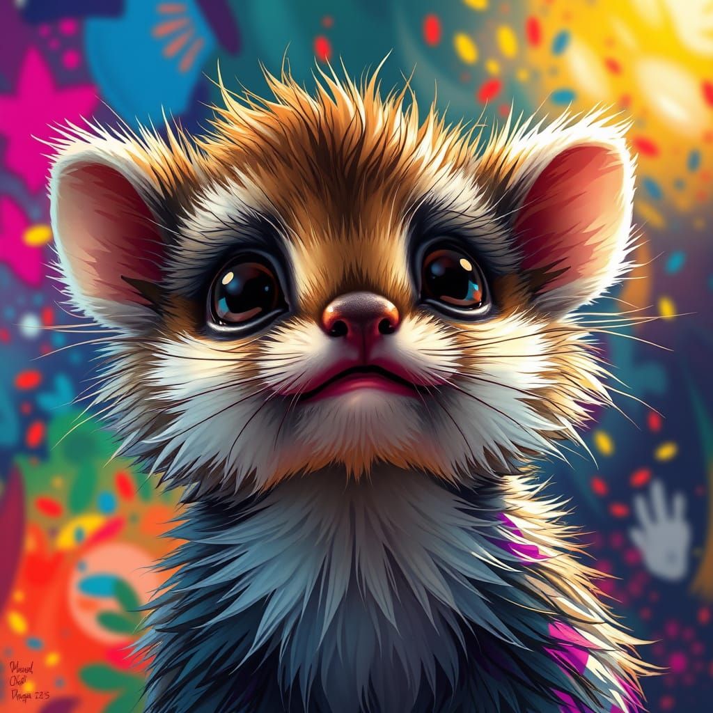 Cute Cuddly Creature with Detailed Fur in Vibrant Style