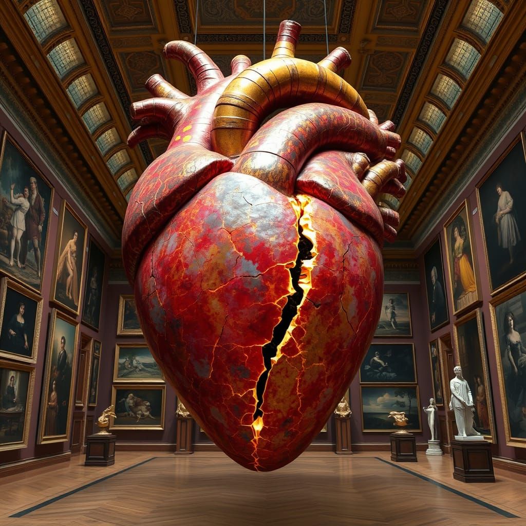 Surrealistic Kintsugi Heart Masterpiece