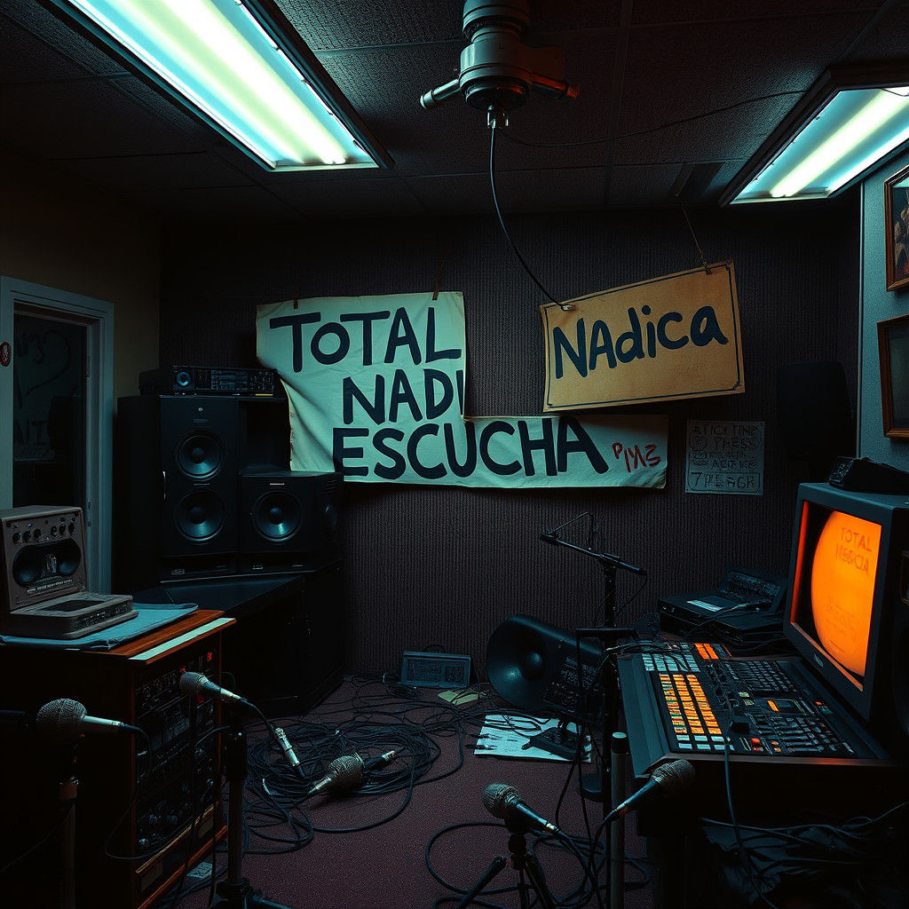 Psychedelic Radio Studio with Graffiti Sign