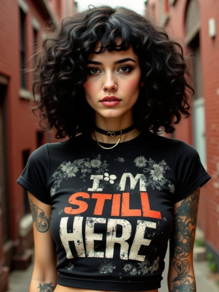 Punk Woman in Alleyway, Shepard Fairey and Aaron Horkey Styl...