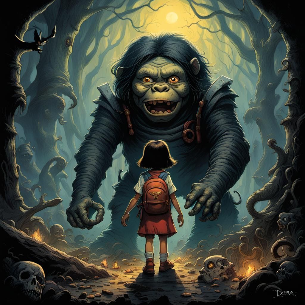 Horror Dora the Explorer in Gothic Style
