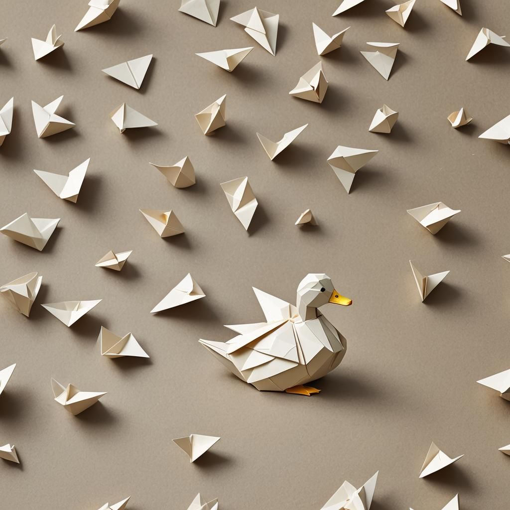 Origami Duck Papercraft in 8K Resolution
