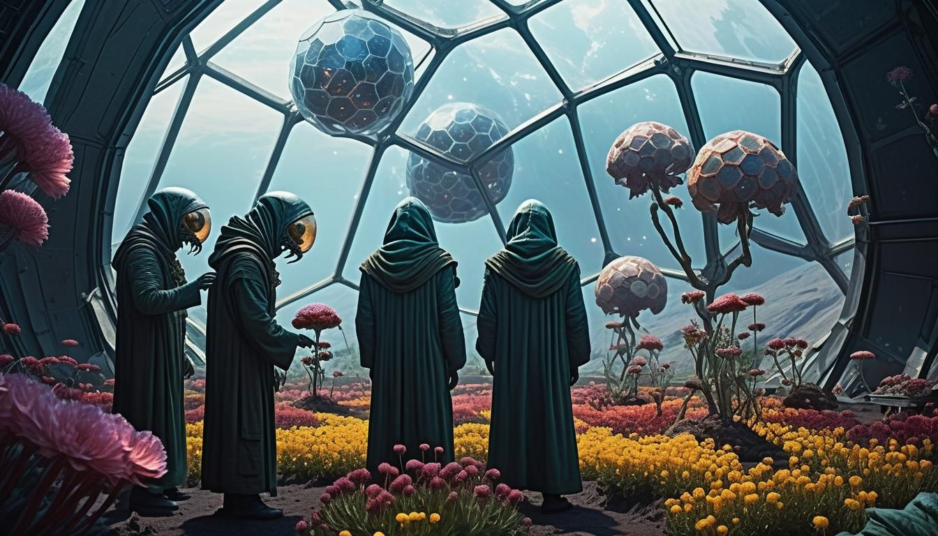 Alien Gardeners Tend Carnivorous Flowers on Titan